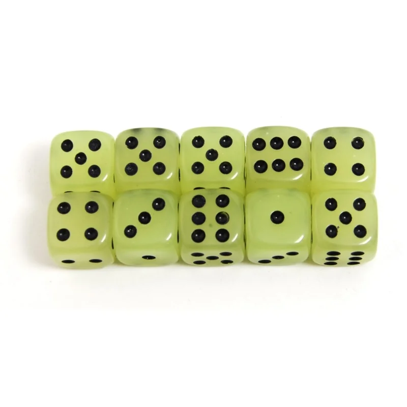 10-Pack D6 Six Faces Dice Glow in The Dark Die for DND, MTG, RPG, Tenzi, Farkle, Yahtzee, Bunco, Teaching Math, Table Board Game