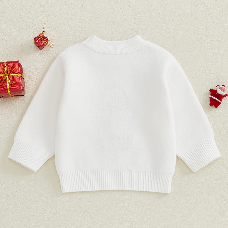 Suefunskry Baby Girls Boys Christmas Sweater Long Sleeve O-Neck Gingerbread Embroidery Knit Pullover Fall Winter Knitwear Tops