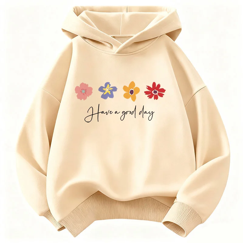 Sudadera con capucha con diseño de flores Have A Good Day para niños, sudadera informal con capucha para niños y niñas