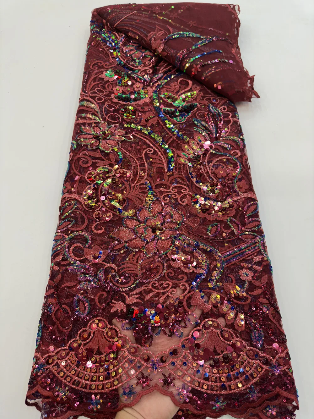 African Lace Fabric French Net Luxury Sequins Fabric 2023 High Quality Sewing Embroidered Lace Tulle Nigerian Lace Fabric 5Yards