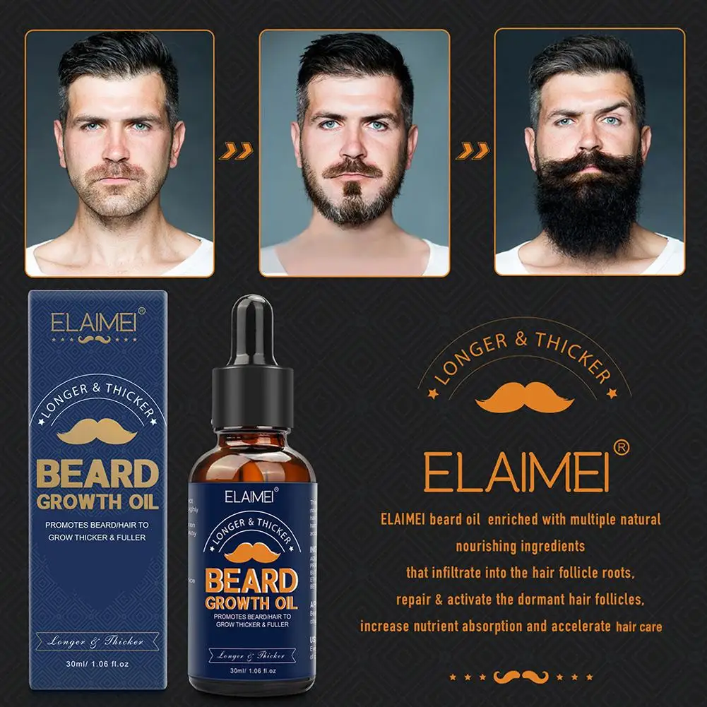 Aceite de barba para hombres, acondicionador para el crecimiento de la barba, crecimiento más fuerte, más grueso, suavizante más rápido, L5W6