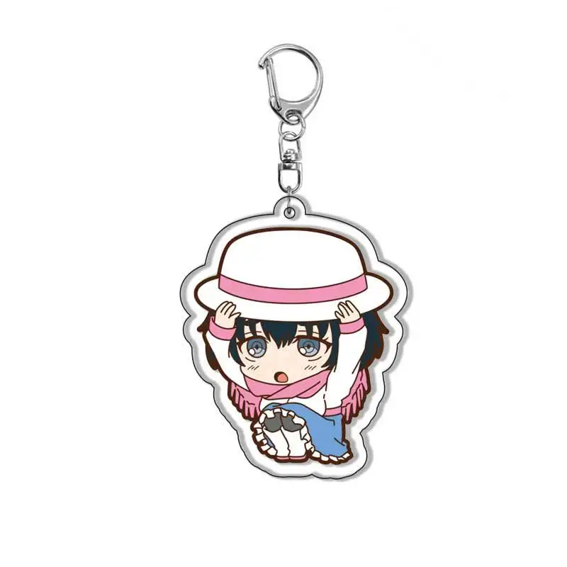 Anime Steins Gate Keychain Cartoon Figure Okabe Rintarou Makise Kurisu Pendant Car Key Chain Bag Accessories Jewelry Fans Gift