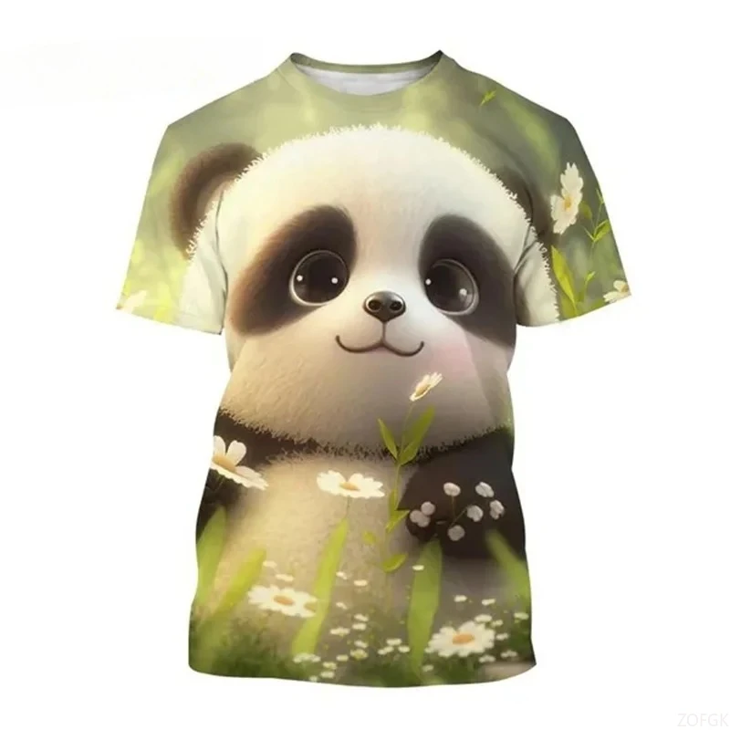 

Cute Panda Pattern Children's T-shirt Men's 3D Printed T-shirt Casual Women's Clothing Harajuku Fashion Round Neck T-shirt