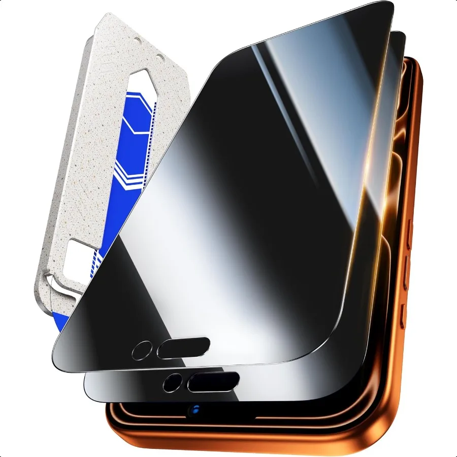 

Hoerrye для iPhone 17 Pro Max Защитная пленка для экрана из закаленного стекла 9 часов, приятный 25 AntiSpy [без пузырьков, автоматическое удаление пыли]