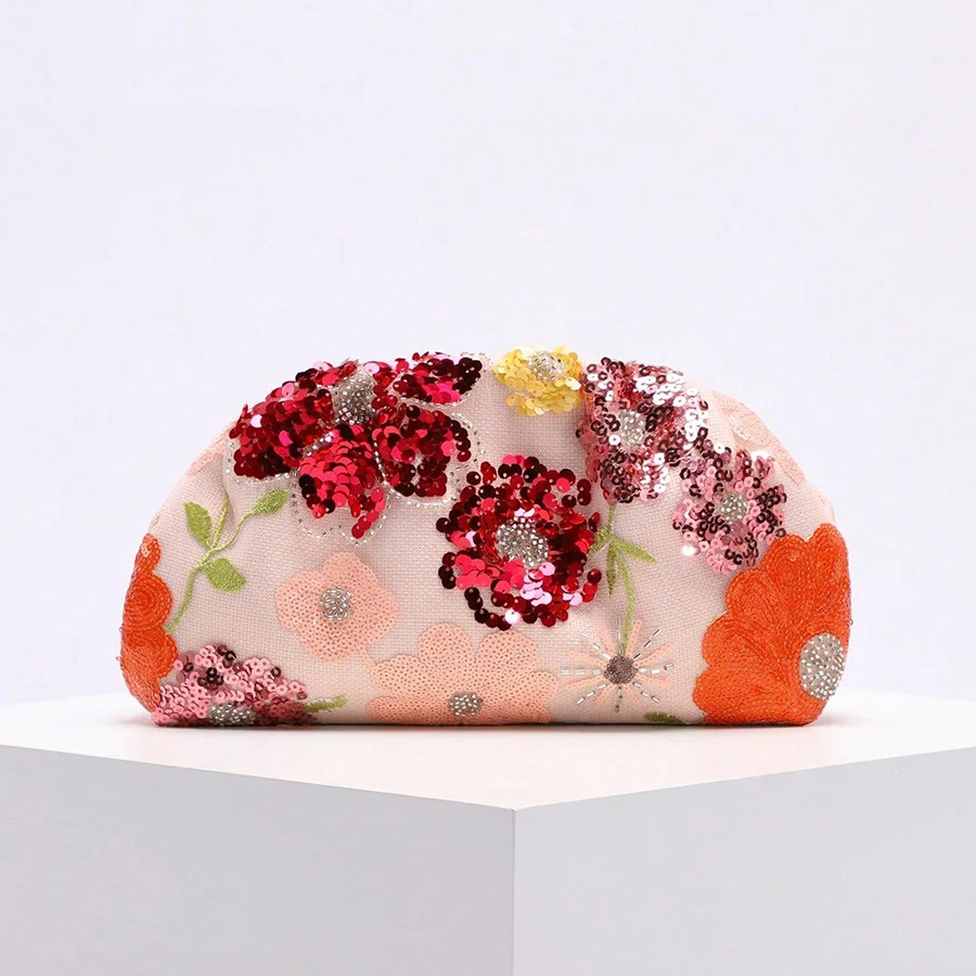 

Sequined Purses and handbag Luxury Designer Shoulder Bag Women's Bag Party Wedding Evening Bag Cloud Beaded Flowers Clutch Bolsa