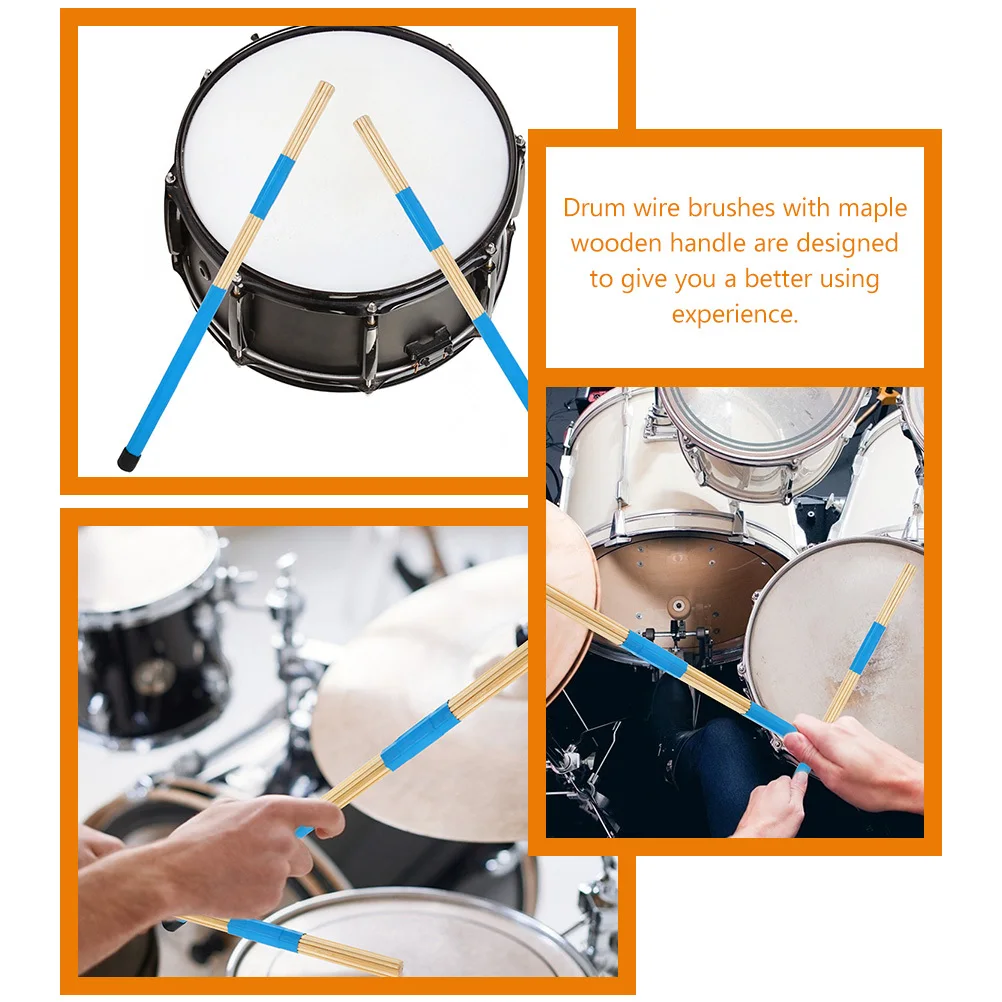 3 paires de brosses à tambour en bois, légères et portables, pour instruments de Percussion, accessoires de baguettes pour la musique