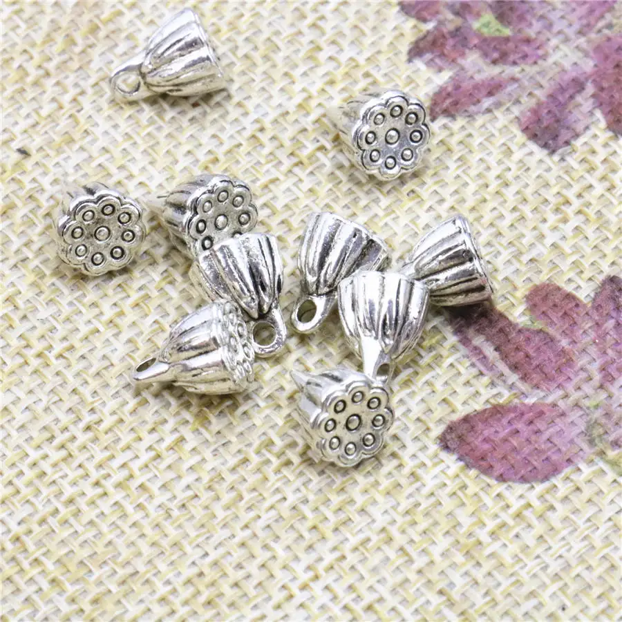 

5PCS Lotus Shaped Pendant Women Girls Gifts Lucky DIY Loose Finding Parts Copper Accessories New Jewelry Making Design 8x10mm