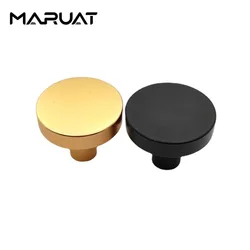 MARUAT Black Cabinet Knobs Solid Dresser Drawer Kitchen Pulls Matte Black Single Hole Handle for Furniture Closet Round Knobs