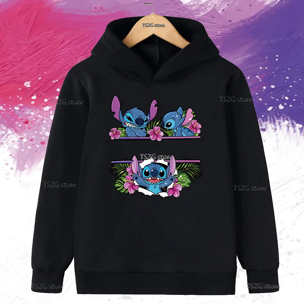 الخريف الشتاء ديزني غرزة الكرتون طباعة الأطفال هوديس المألوف عارضة بنين بنات مقنعين مريحة طفل البلوز أعلى #3