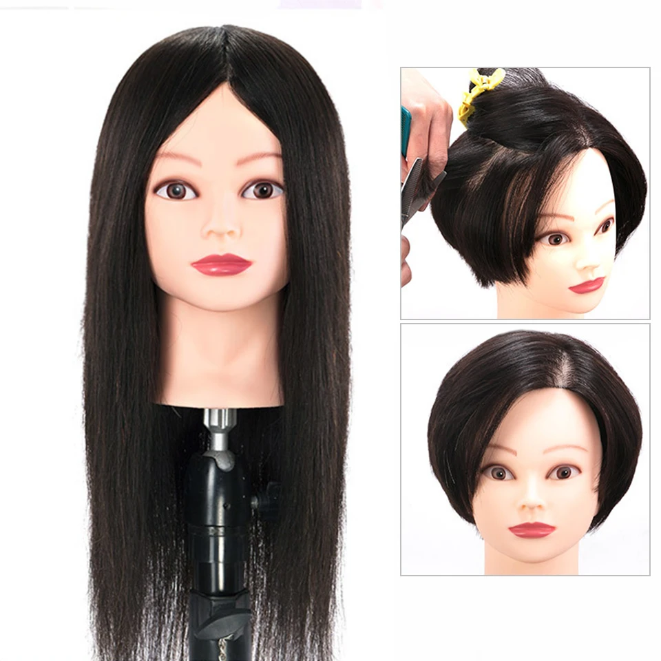 100% Human Hair Wig Mannequin Head With Hair for Braiding Cutting Practice  Training Mannequin Dummy Heads for Hairdresser Salon