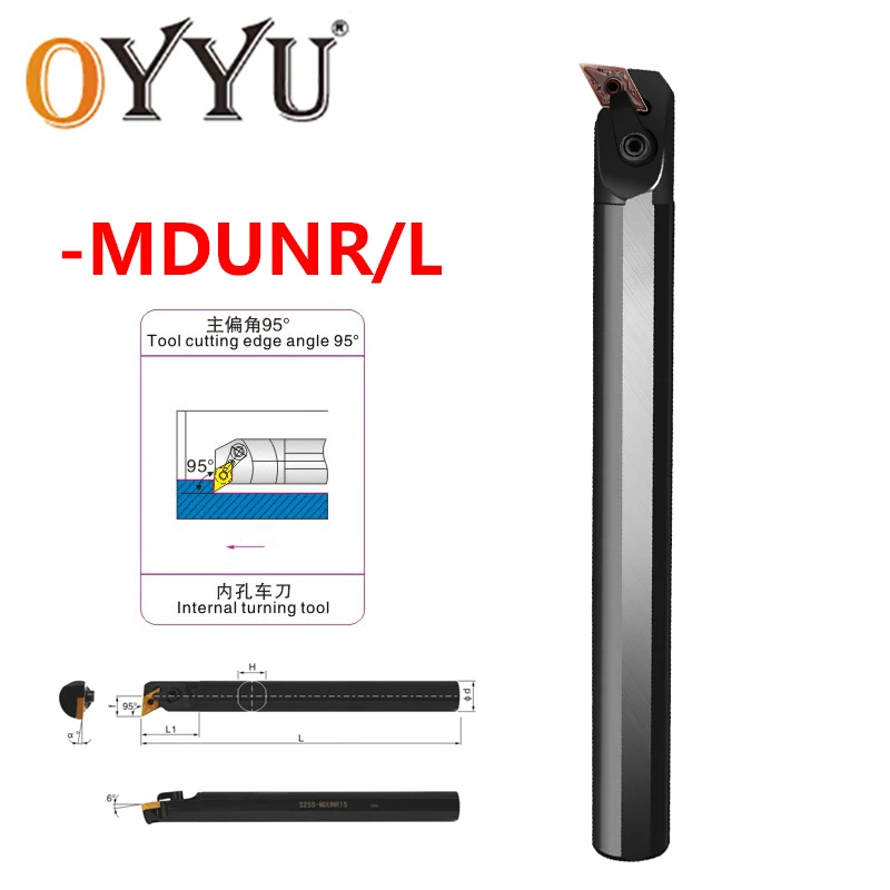 

OYYU S20R S25R MDUNR11 MDUNR15 MDUNL15 Boring Bar S20R-MDUNR11 S25S-MDUNR15 Internal Turning Tools Holder MDUNR Carbide Inserts