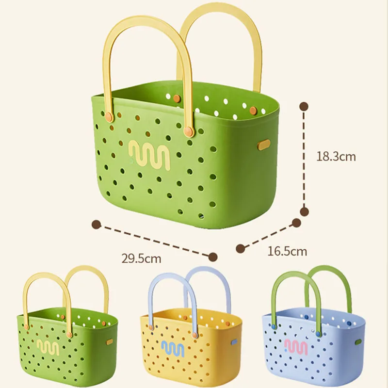 Plastic Storage Baskets with Handles Dries Quickly with Drainage Holes Shower Caddy Shelf Organizers Basket for Bathroom Beach