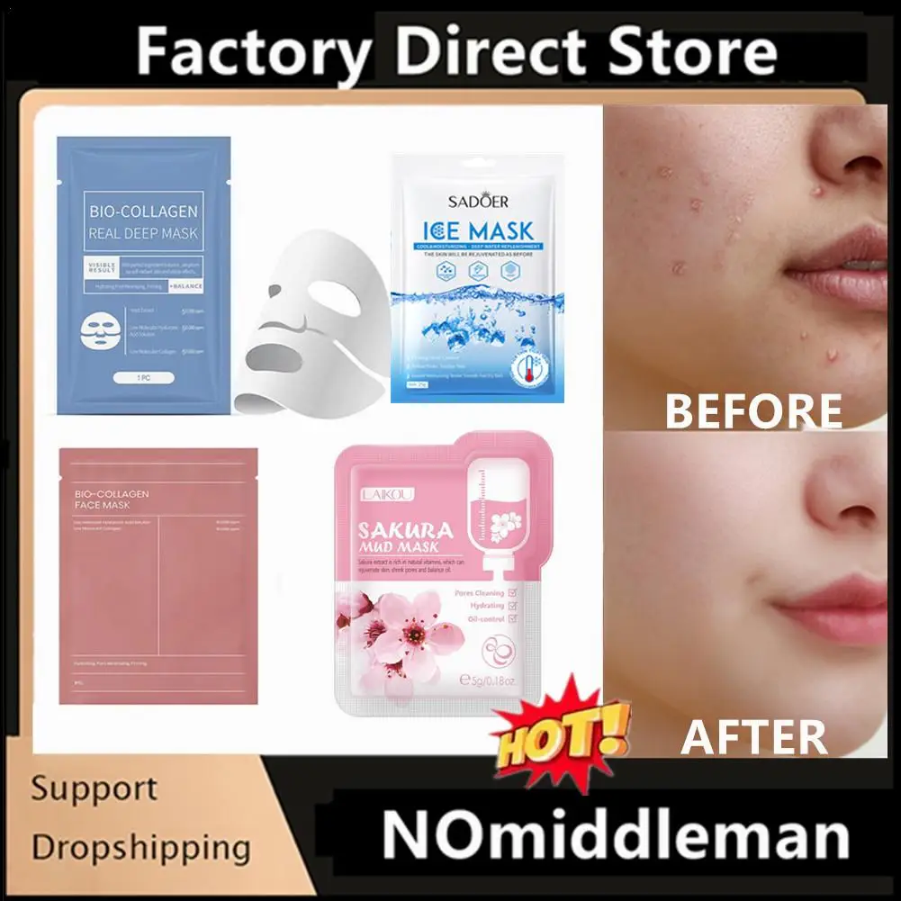 

10PCS Bio-Collagen Face Mask Collagen Protein Hydrogel Soft Gel Mask Deep Moisturizing For Women Skin Care Products Essential