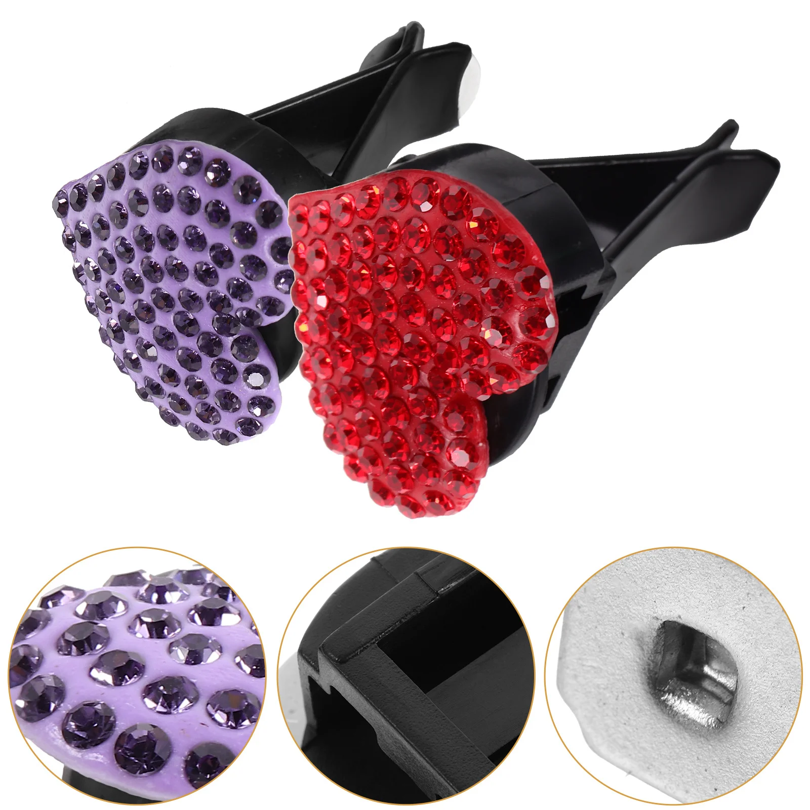 

4Pcs Heart Shaped Rhinestone Car Vent Clips Cute Aroma Decor Portable Air Freshener for Car and Closet Cute Vent Clips