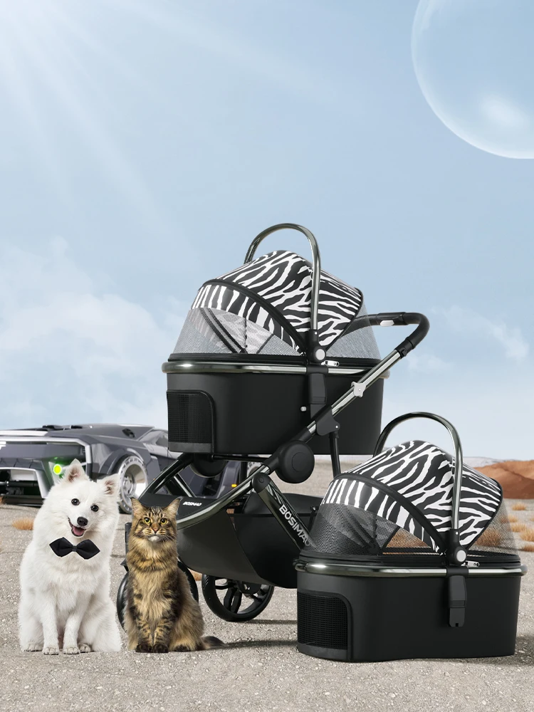 Factory Wholesale Detachable Aluminum Luxury 4 Wheels Pet Designer Luxury 4 Wheels Pet Stroller Small Dog Cat Stroller For Dogs