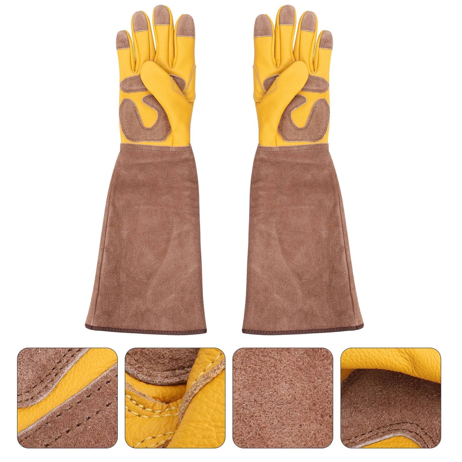 

Gardening Gloves Durable Protective Cow Work Shockproof Easy Clean Reusable H Gardener Repair Driving Welding Yellow