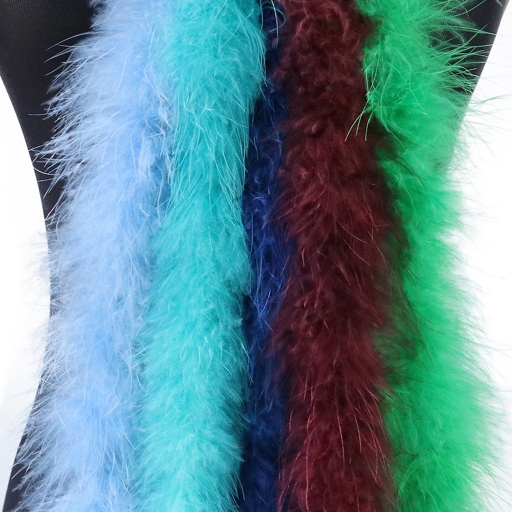 Wholesale 13 Grams Blue Turkey Feather Boa 2M Quality Fluffy Marabou Plumes Diy Christmas Tree Crafts Festivals Creative Plumas