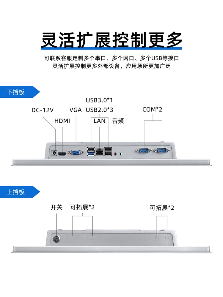 10.4/18.5-Inch Fully Fitted Capacitor Industrial All-in-One Screen IP65 Waterproof Protection Level CNC