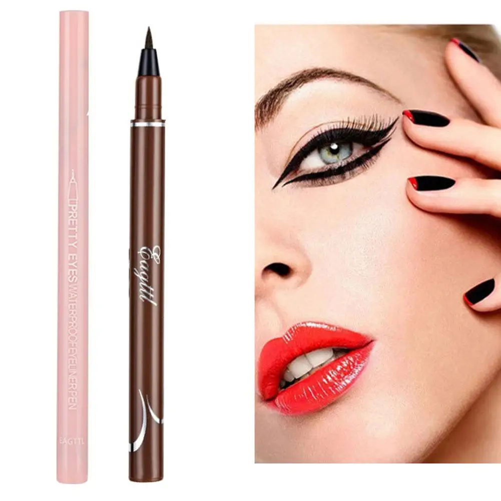 Small Pink Liquid Black Eyeliner Pen Quick-drying Eyeliner Waterproof Eyes Liquid Liner Matte Pencil Lasting Makeup Eyeline J9N1