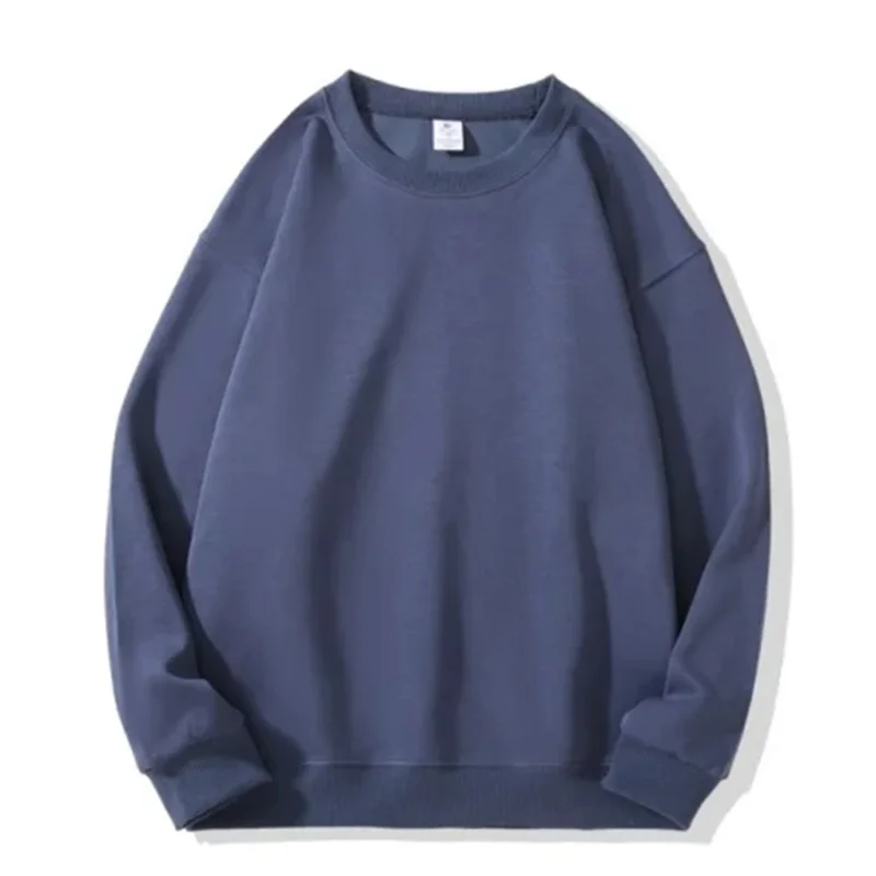 American Round Neck Hatless Sweatshirt for Men 2025 Spring Autumn Style Versatile Simple Solid Color Loose Inner Top Trendy