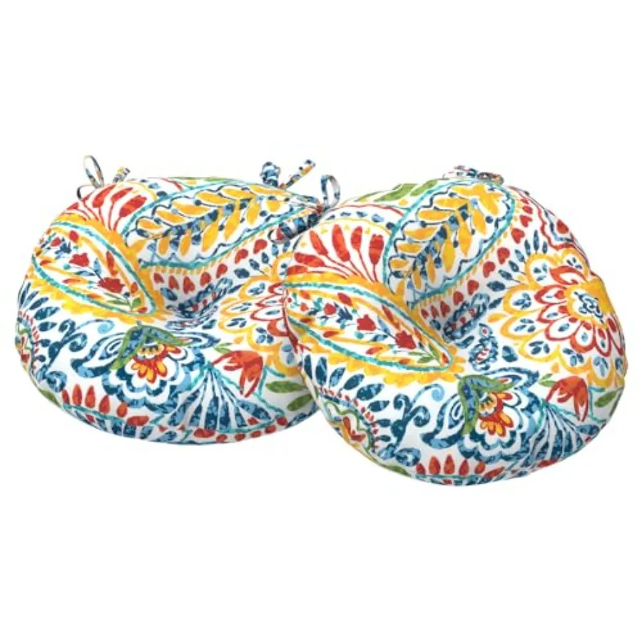 

Outdoor Bistro Chair Cushions, Water Repellent Furniture Chair Pads Set of 2, Round Pillow for Decoration Home and Garden, 15"x