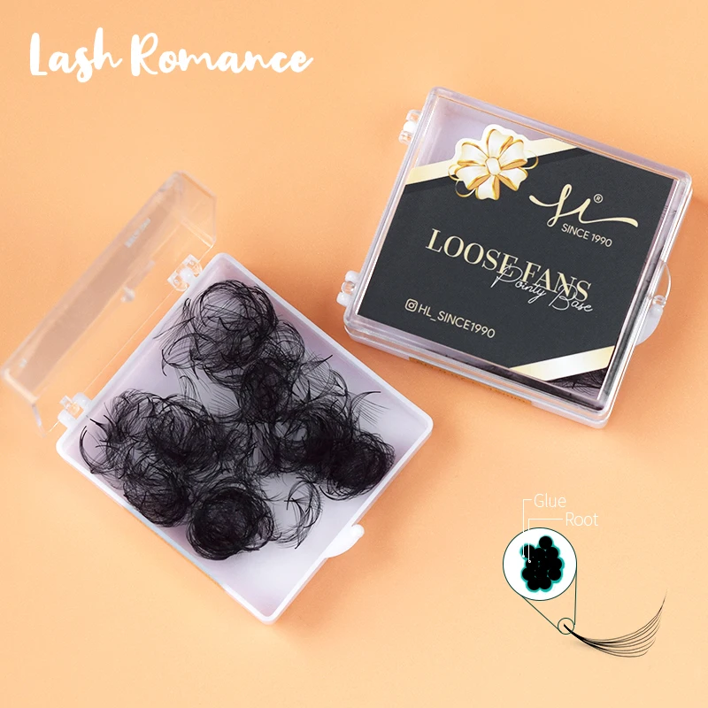 Lash Romance Narrow Stem Premade Volume Fans Lash Loose Fans 3D-14D Slim Thin Pointy Base Russian Volume Fans Lash Eyelash