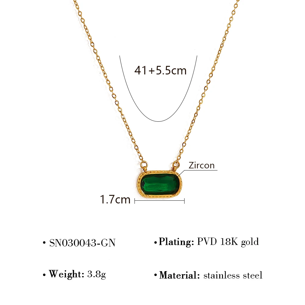 WILD & FREE Luxury Zircon Charm Stainless Steel Pendant Necklaces for Women Retro Exquisite Chic 18K Gold Plated Trendy Jewelry