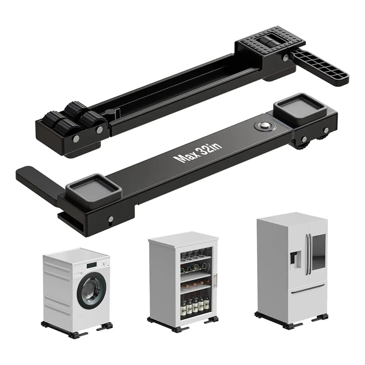 DT38 Appliance Rollers Heavy Duty Liftable Washing Machine Base,Extendable Sliders for Washer Dryer,Fridge,20-32 in
