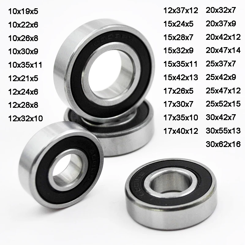 2 قطعة الكرات الأخدود العميق 10 مللي متر 12 مللي متر 15 مللي متر 17 مللي متر 20 مللي متر 25 مللي متر 30 مللي متر 2RS المطاط مختومة تحمل #1