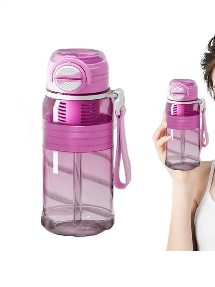 Water Bottle with Straw Fitness Water Bottle 800ml Double Drinking Cup Beverage Container with Tea Strainer for Home Running