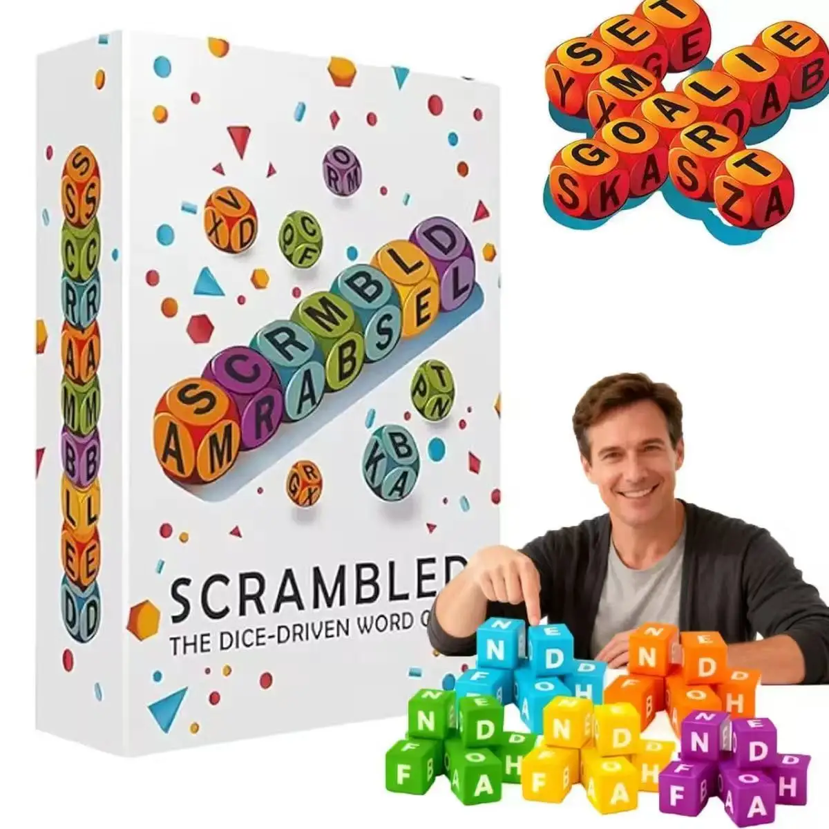 

Scrambled Dice Word Game for Children - Fun Game with Chaotic Dice Words