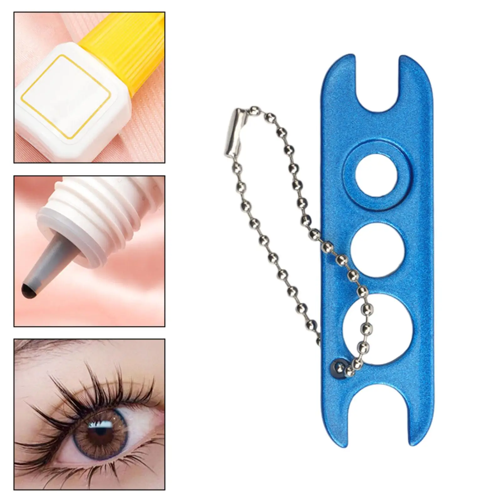 Stainless Steel Roller Bottle Opener Multi Hole Eyelash Glue Tip Replacement Tool for Professional Use