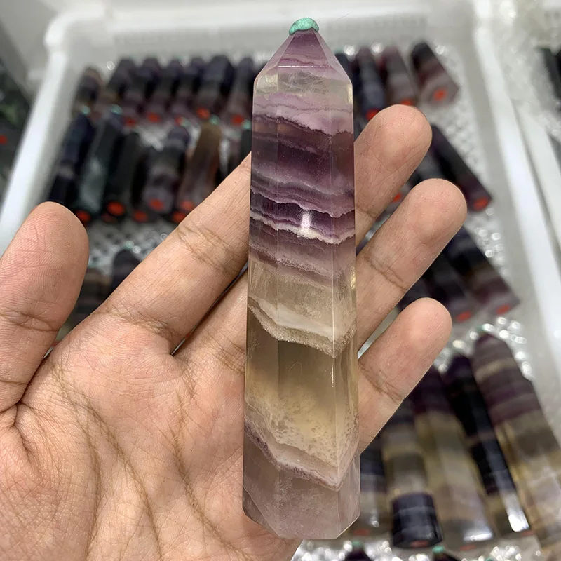 

Wholesale crystal gemstone polished Natural stunning Colourful Rainbow Fluorite Point Tower