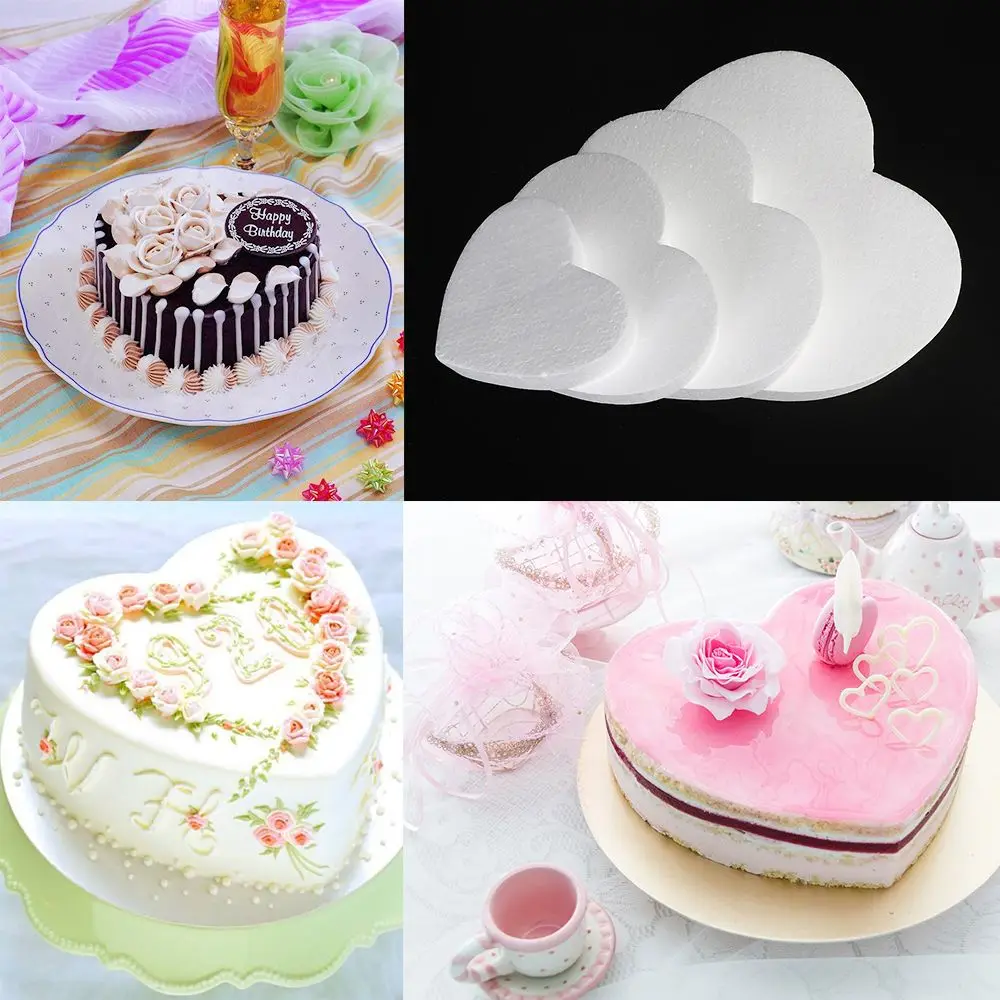 4/6/8/10 inch Heart/Round  Shaped Cake Foam Mould Polystyrene Styrofoam Practice Model Kitchen Accessories Wedding Decorations