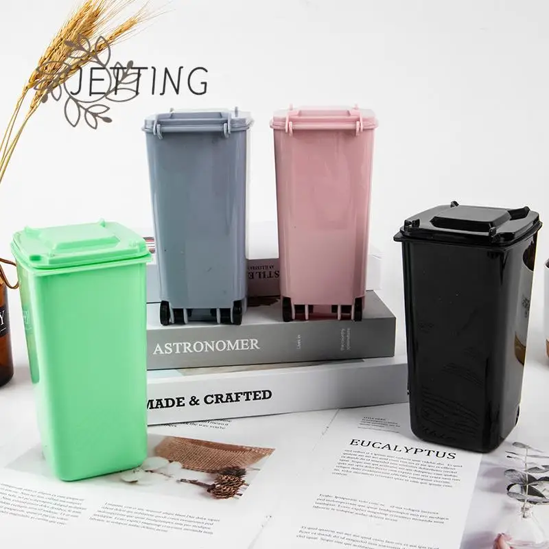 Mini Desktop Trash Can Plastic Waste Bins With Lid Household Clean Trash Desk practical mall Scissors Pencil Office Supplies