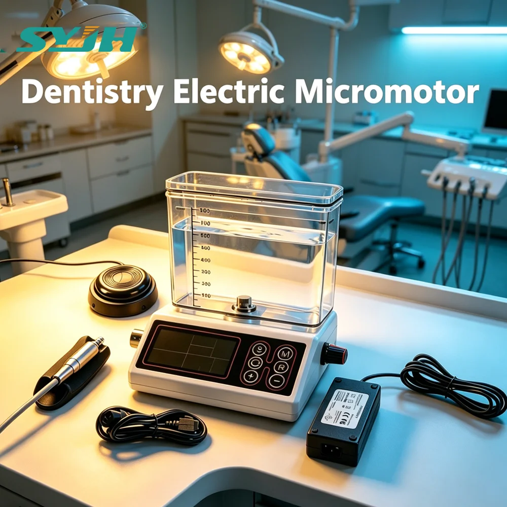 Dental Brushless Electric Micromotor with Water Tank LED Electric Micromotor with Foot Control for 1:1 1:5 16:1 Angle Handpiece