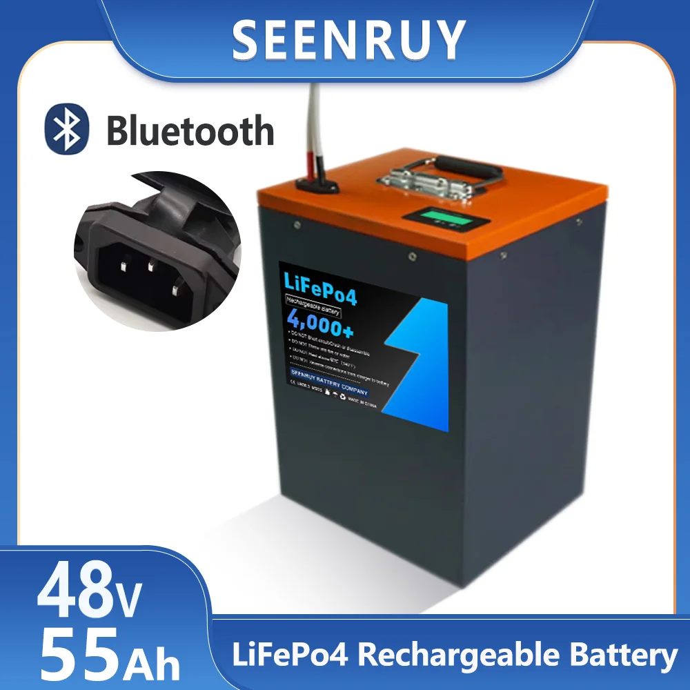

48 В 55 Ач 3,2 В Lifepo4 Аккумулятор Встроенный 50 А Bluetooth BMS Идеально подходит для электрического мотоцикла Электрический трехколесный велосипед с зарядным устройством 10 А