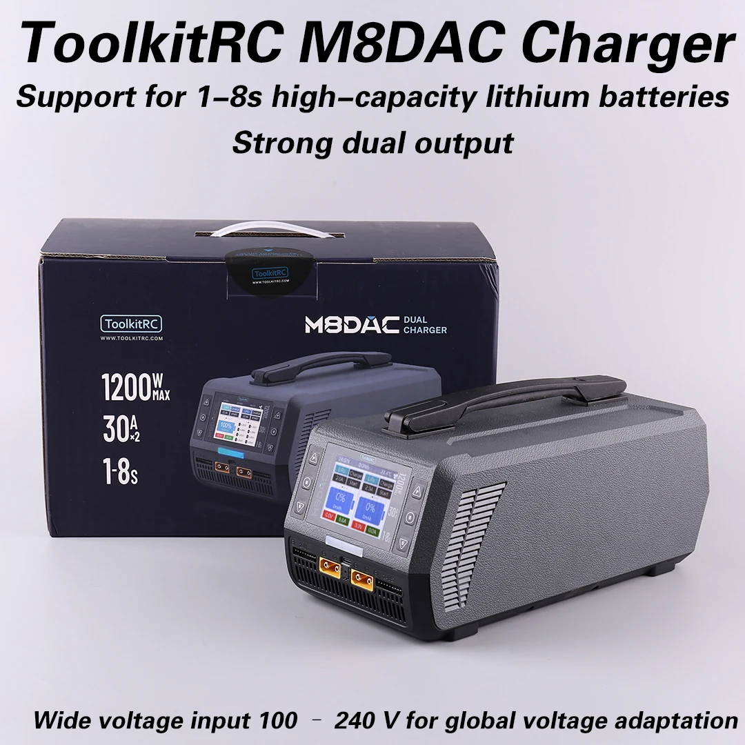 

Toolkitrc M8DAC 1-8S Dual Channel High Power Li-ion Battery Balancer Charger 1200W 30A