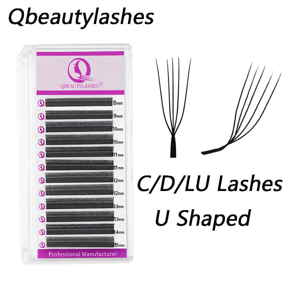 

Qbeautylashes 5D U Shape Eyelash Extensions Soft C/D/LU Curl Mink Premade fans Volume YY DIY False Lashes Makeup Wholesale