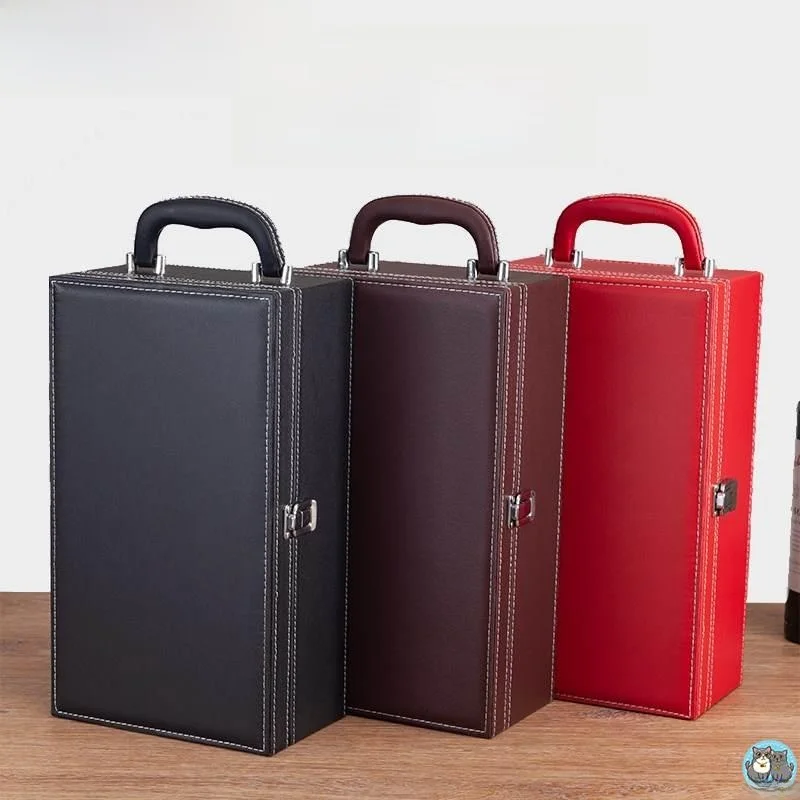 

Double Bottle Red Wine Paaging Gift Box Leather Box Wooden Case Wine Box Laphi Box Set of 2 Wine Storage And Serving