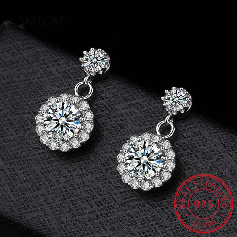 2.6cttw Real D Color 4mm 6.5mm Full Moissanite Pendant Earring For Women S925 Sterling Silver Stud Ear Fine Jewelry