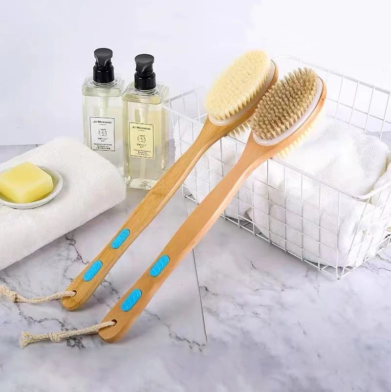 바디 스크럽 브러시, 부드럽고 단단한 강모 샤워, 양면 긴 손잡이 샤워 브러시, 바디 브러시, 실제 헤어 가발용 스페셜, 1 개, 2 개