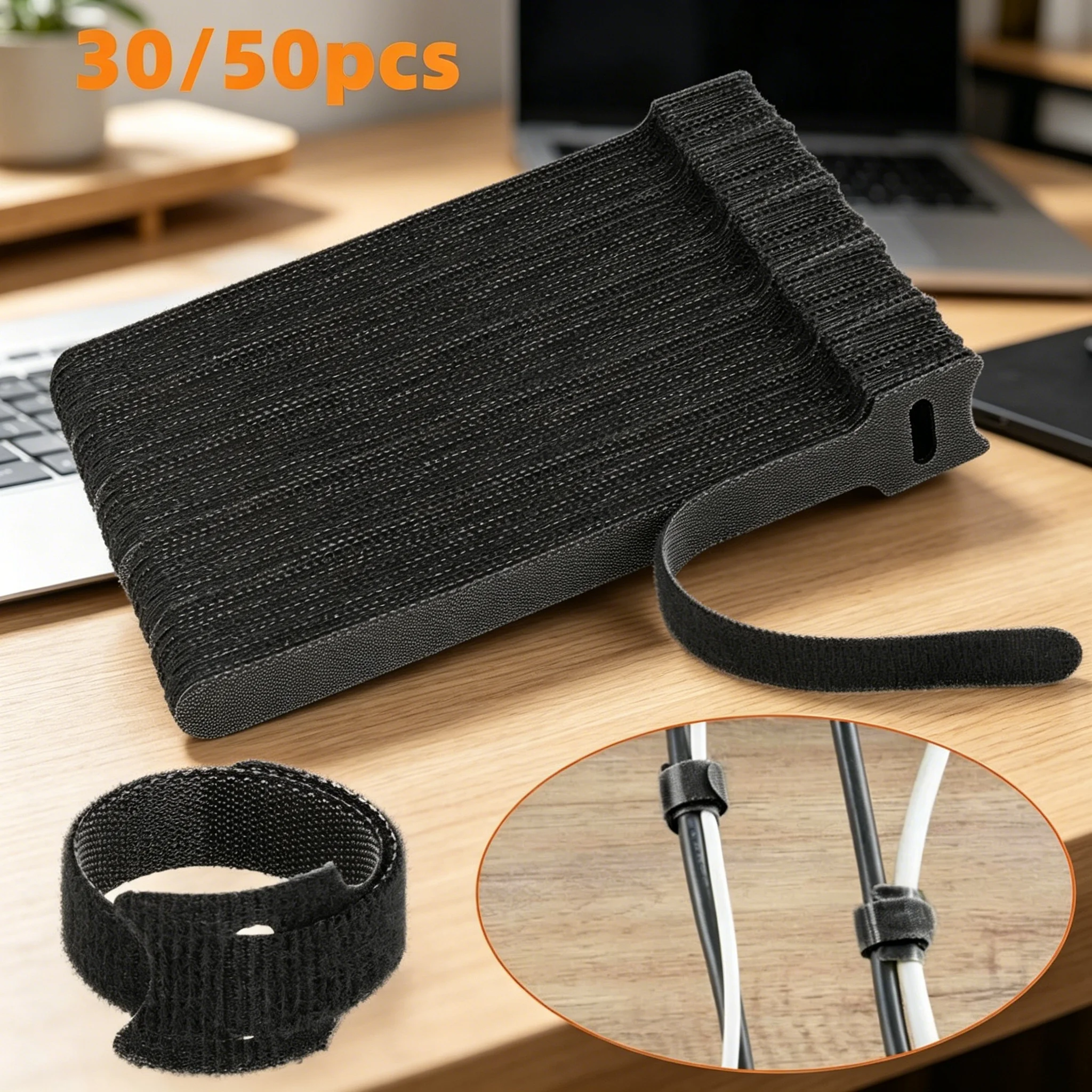 10/30/50Pcs Cable Organizer Wire Winder Management Reusable Cable Ties Hook and Loop Tape Cord Protector Phone Accessories