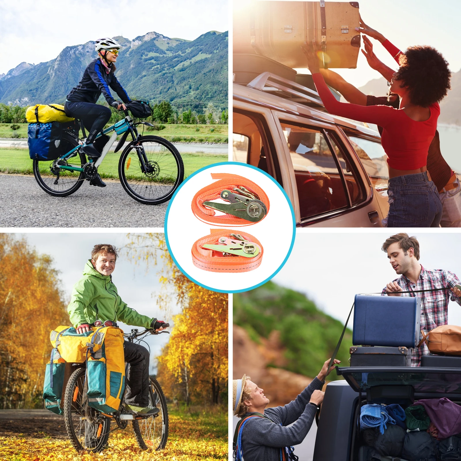 

1 set Car Cargo Binding Belts Luggage Fixed Straps Truck Storage Straps Heavy Duty Load Bearing Fixing Belts For Goods Transport