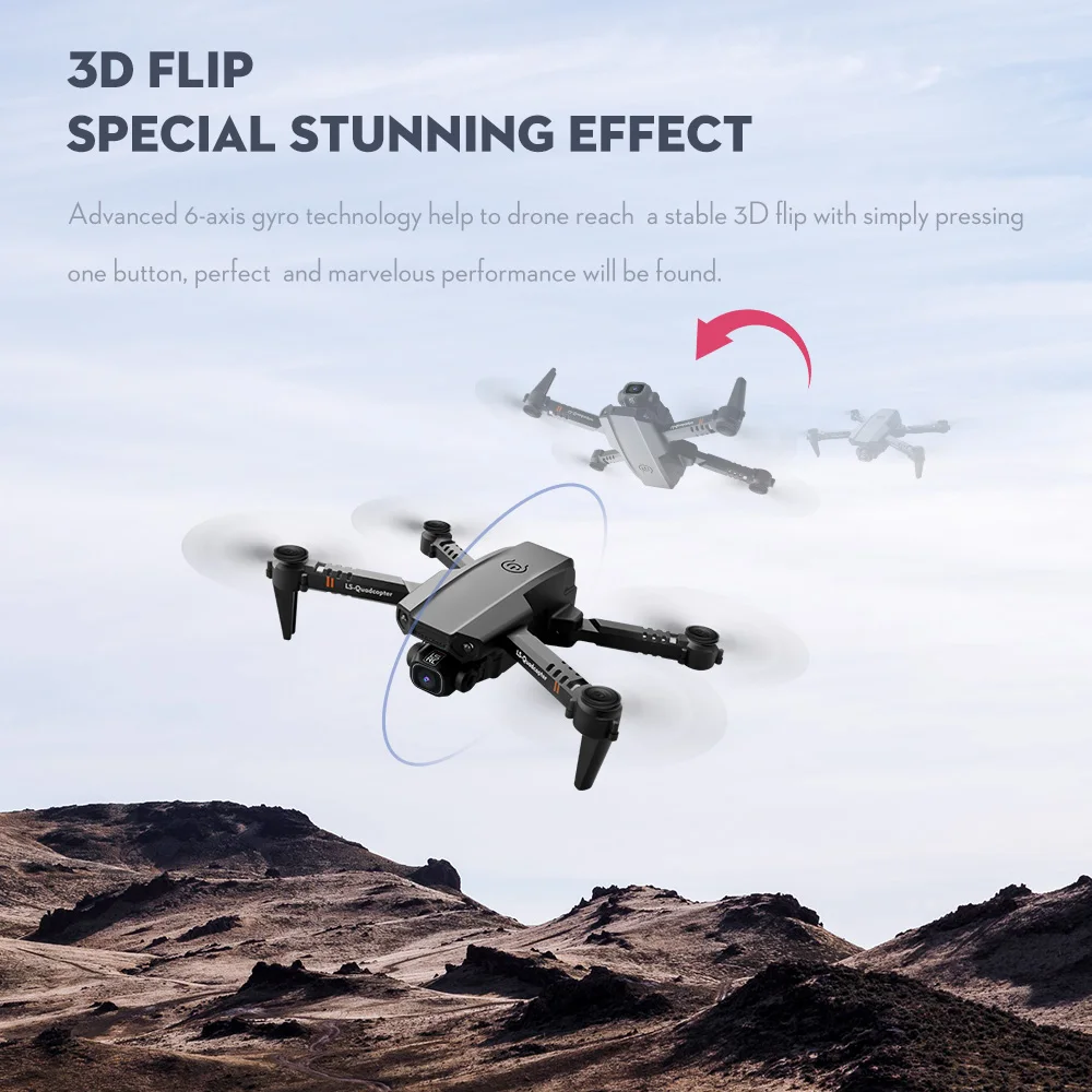 LS-XT6 RC Drone with Camera 4K Drone Dual Camera Track Flight Gravity Sensor Video Altitude Hold Headless Mode RC Quadcopter