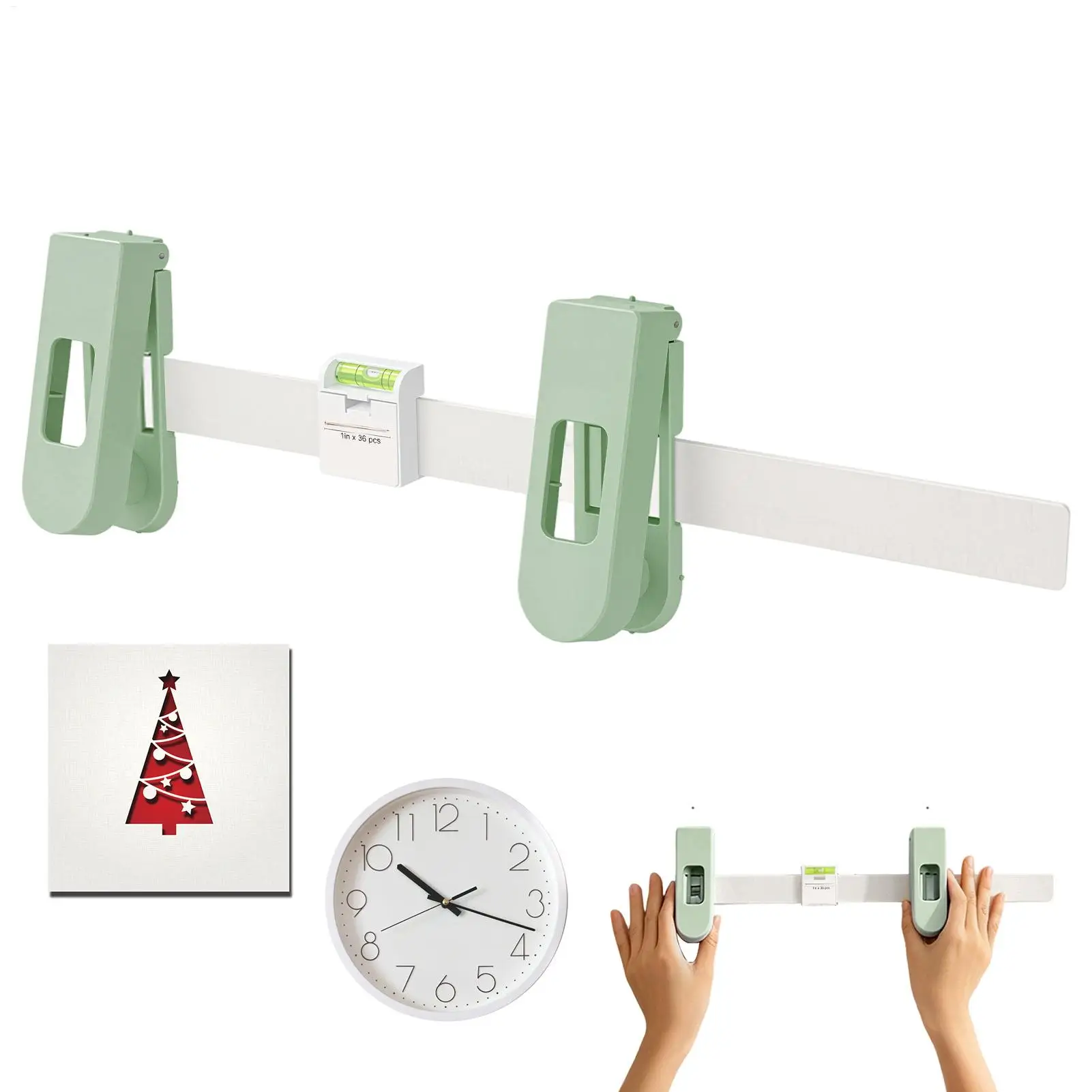Picture frame hanging tool with level, ruler/ Handheld picture frame wall hanging set Ruler Drywall Photo Frame Hanger Kit