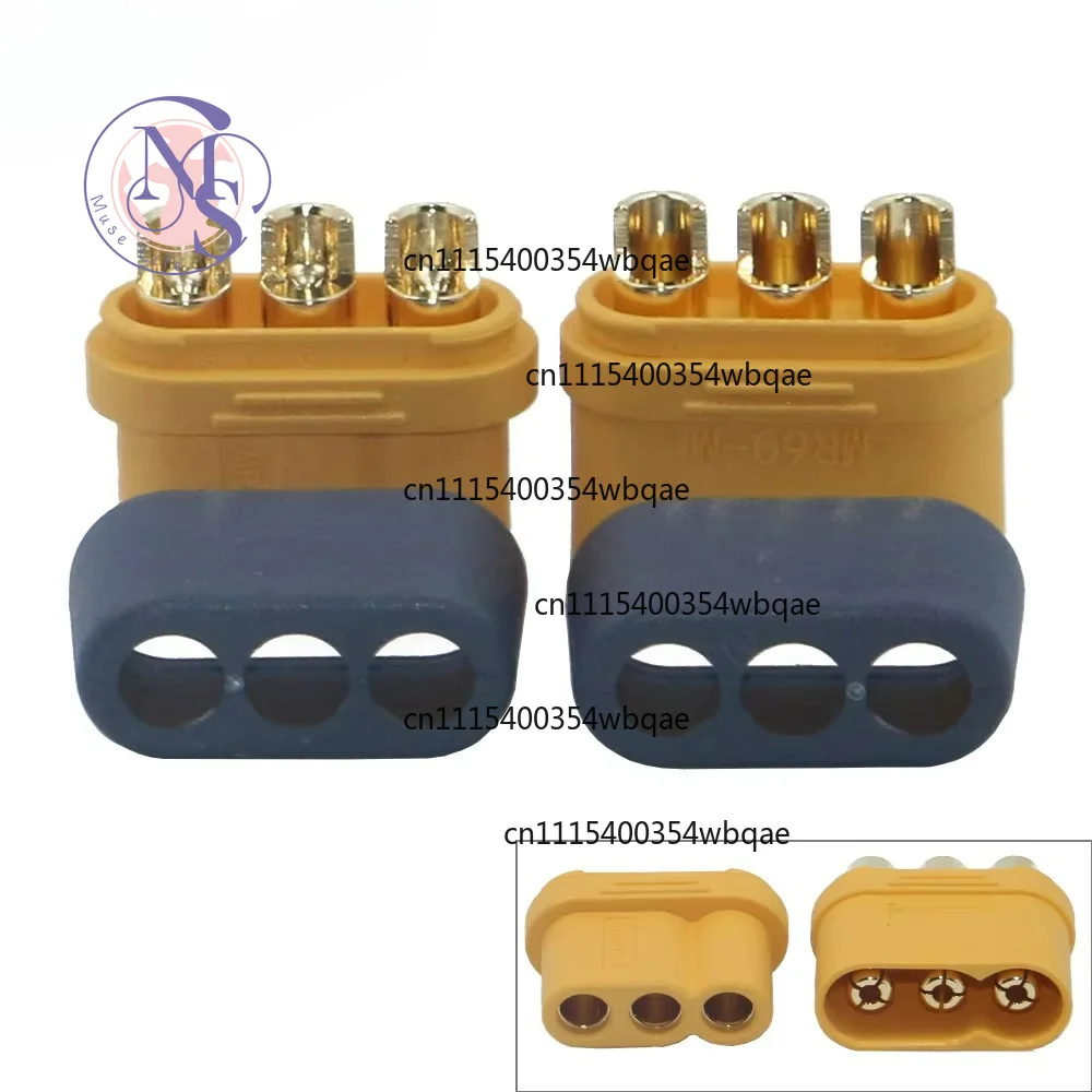 ZOCI-50pair MR60 MR 60 Fireproof Female Male Three-core Connector With Sheath 3.5mm Brass Gold Plated For Lipo ESC RC Model