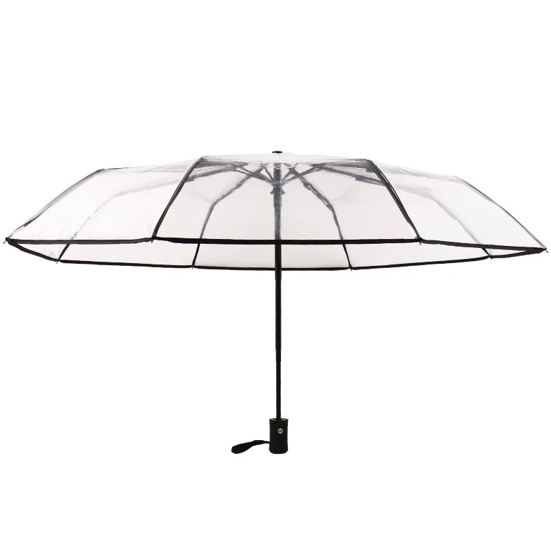 Transparent Umbrella Fully-automatic Women\'s Umbrella Portable Automatic Transparent Umbrella Rain Women