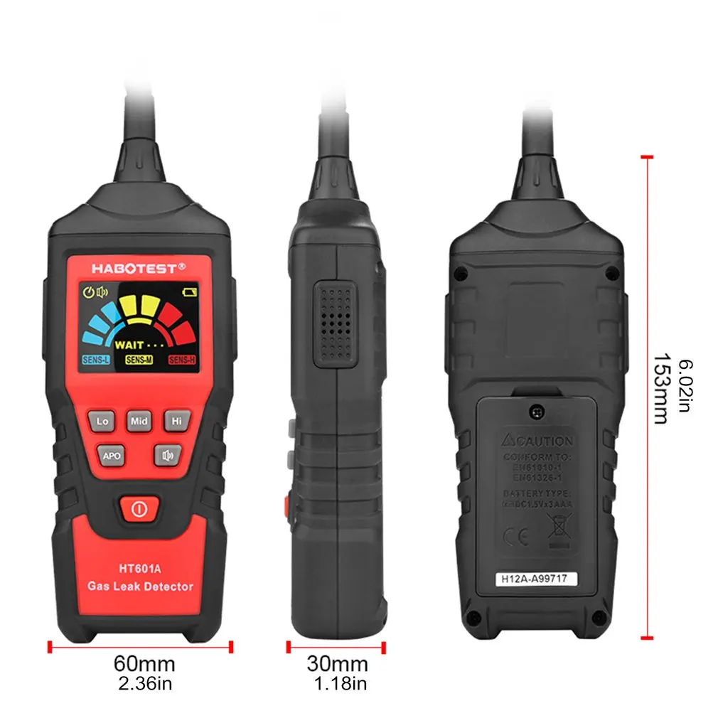 HT601A قابل للاشتعال احتراق تسرب الغاز الطبيعي HABOTEST كاشف تسرب الغاز تحديد الموقع متر محلل إنذار الصوت