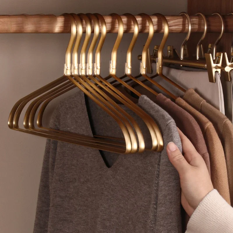 New Gold Metal Hanger,Space Aluminum Alloy Drying Rack for Dress Camisole,Durable Wardrobe Space Saver Organizer Racks